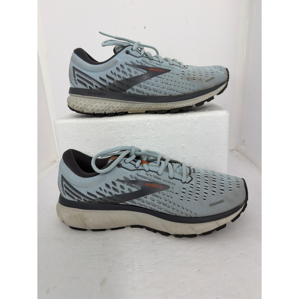 Brooks Ghost 13 Womens Running Shoes Light Blue Grey Orange 1203381B435 Size 8.5